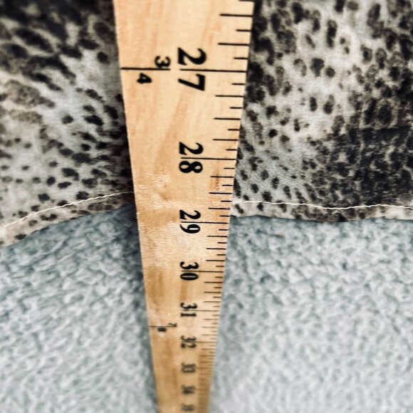 Chicos Womens Top 3 Extra Large Tan Brown Animal Print Button Front Shirt Sheer - Picture 10 of 11